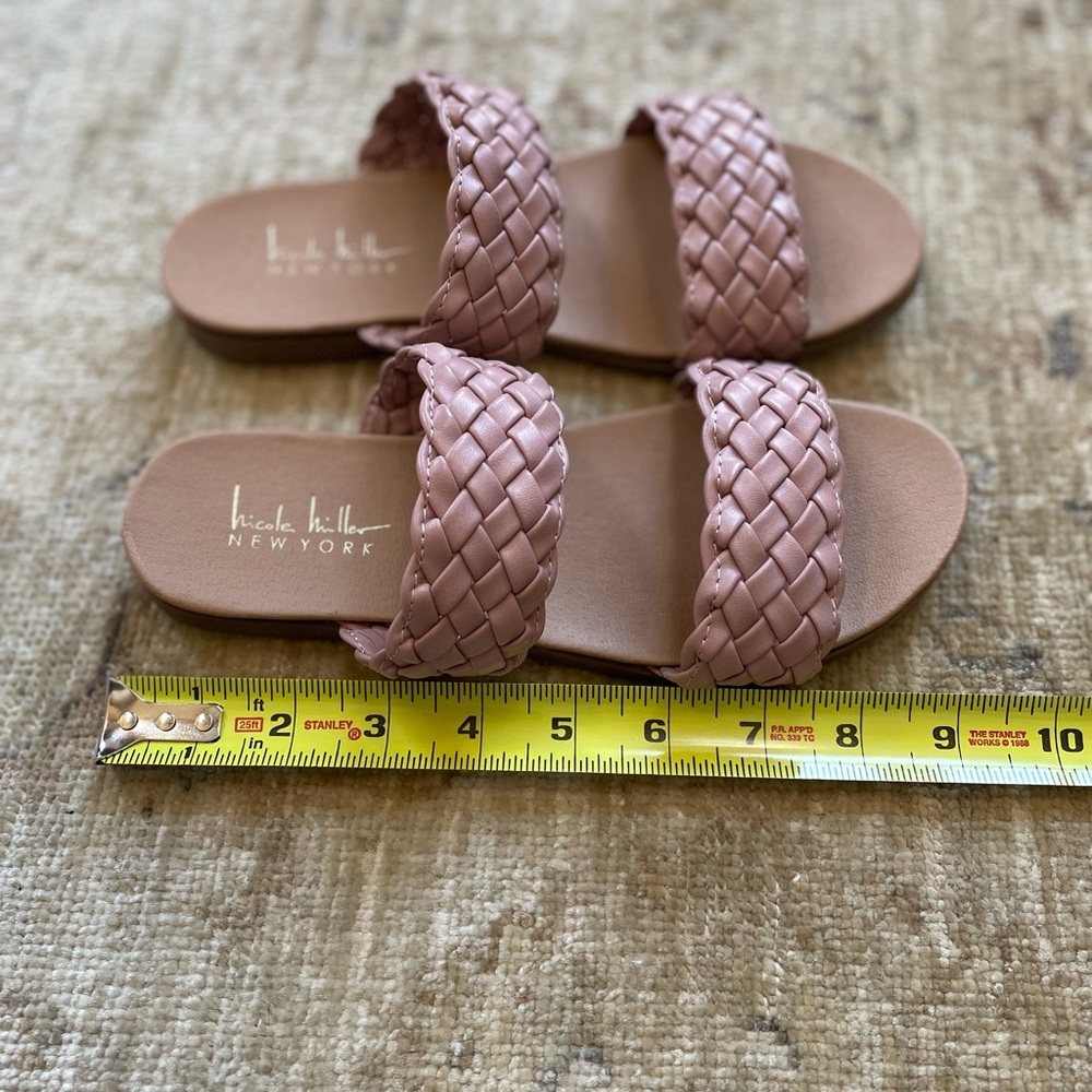 Nicole Miller, Braided Double Band Flat Sandals, Dusty Pink, Size 6 - Picture 2 of 10
